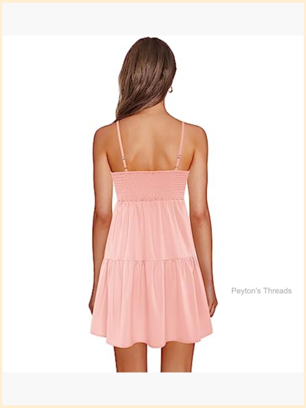 Flowy V-Neck Spaghetti Strap Tiered Mini Swing Skater Dress - Picture 2 of 7